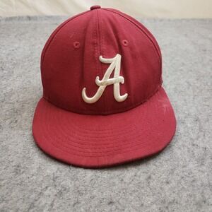 Alabama Crimson Tide Hat Cap Fitted‎ 7 Red White New Era College Football Mens